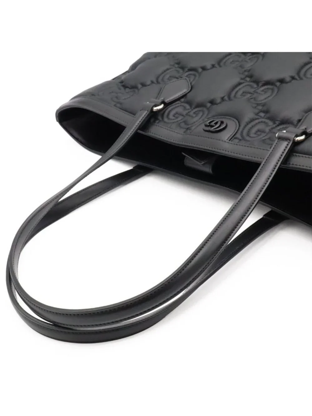 Gucci GG Matelasse Tote Large Shoulder Bag Nylon Leather Black